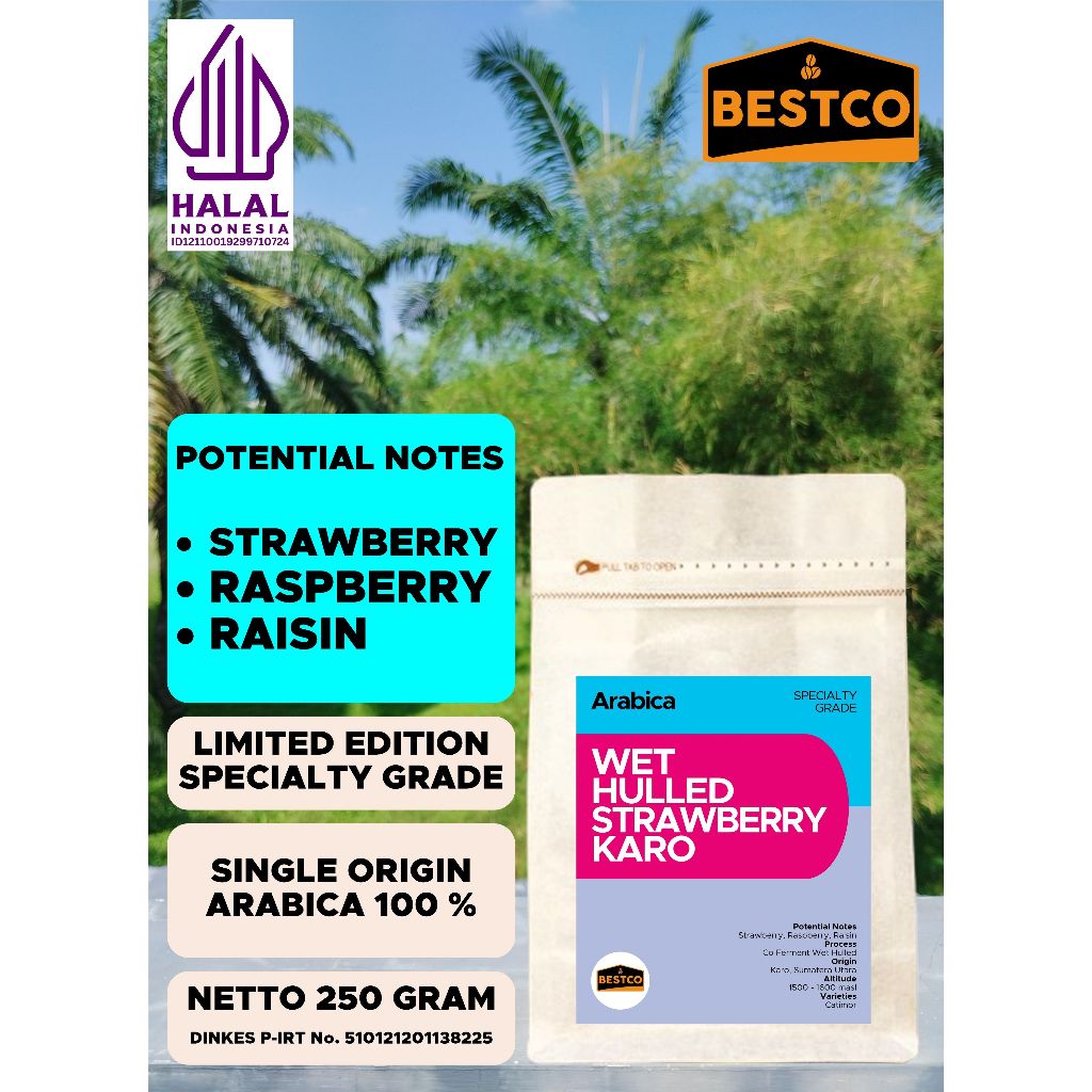 

Kopi Bestco Specialty Arabica Wet Hulled Strawberry Karo 250 gr