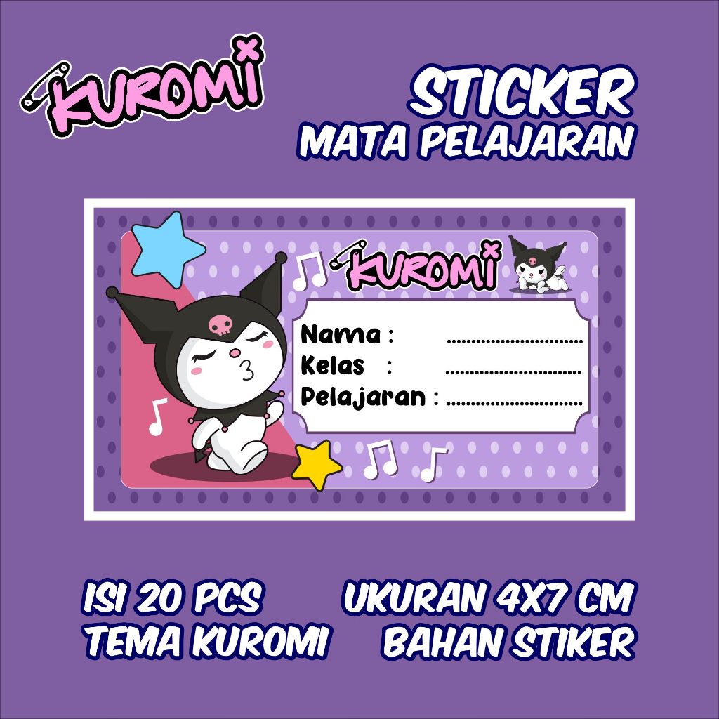 

Kuromi Stiker Mata Pelajaran Isi 20 Pcs