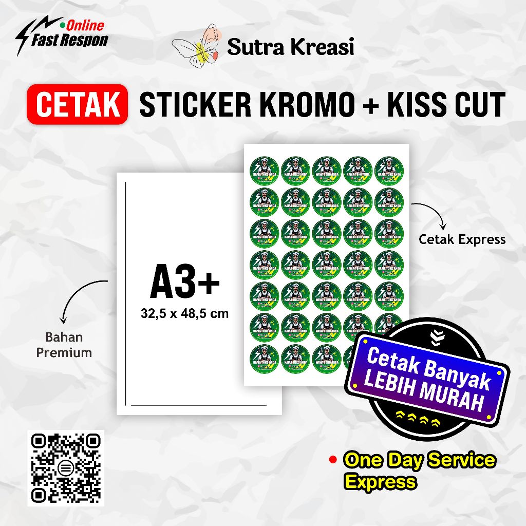 

Cetak sticker cromo A3+ sticker label cromo + Cutting Kiss cut