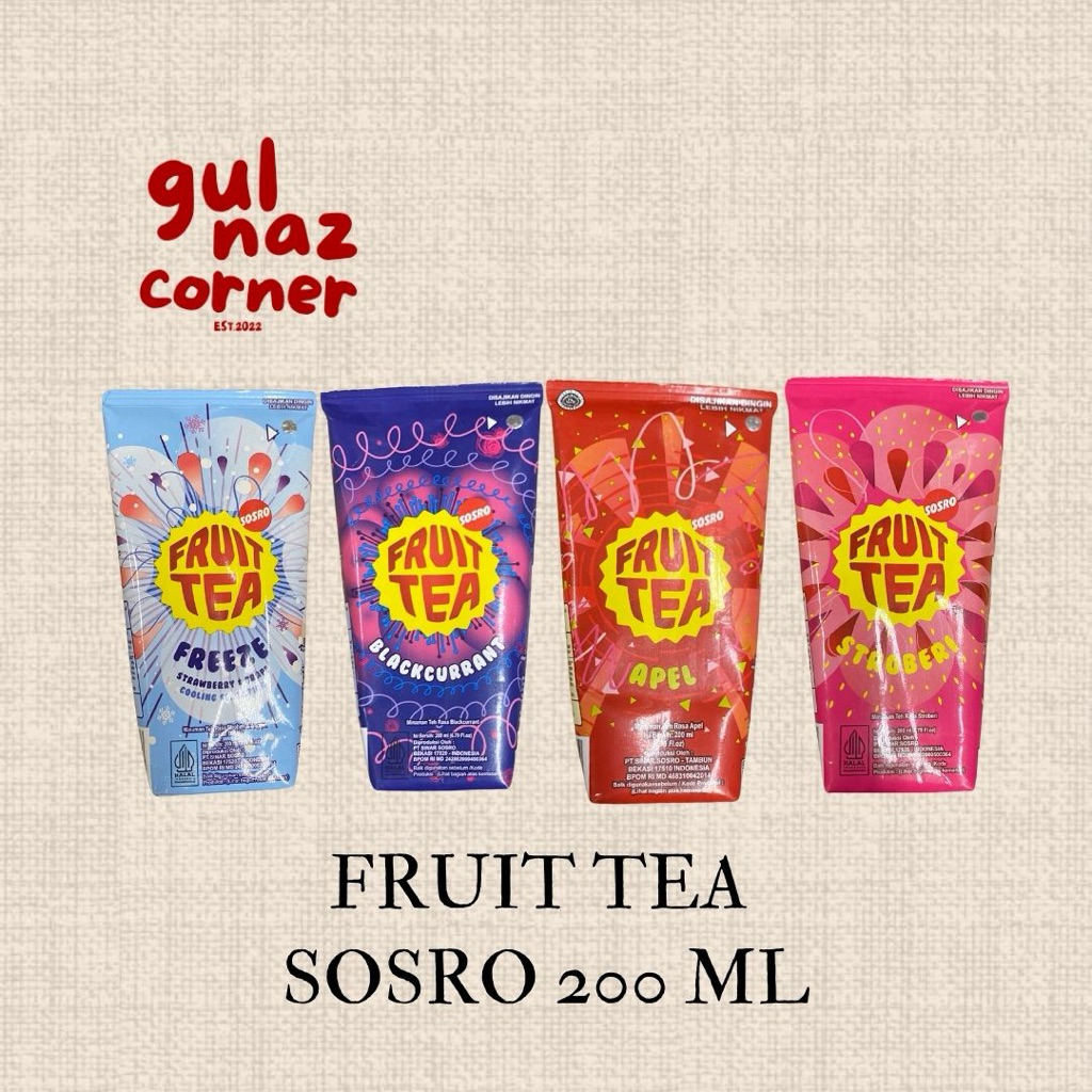 

[ FREE BUBBLE WRAP ] FRUIT TEA 200 ML PACK CAP SOSRO | BLACKCURRANT APPLE STRAWBERRY FRESH COOLING