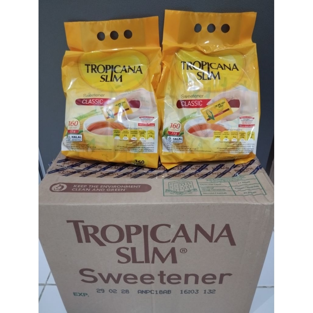 

KARTON - Tropicana Slim Sweetener Classic Isi 8 x (160sch x 2,5g)