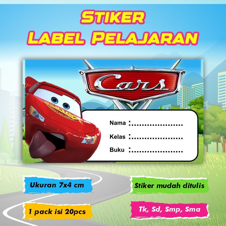 

Stiker Label Pelajaran Nama Kelas Karakter cars