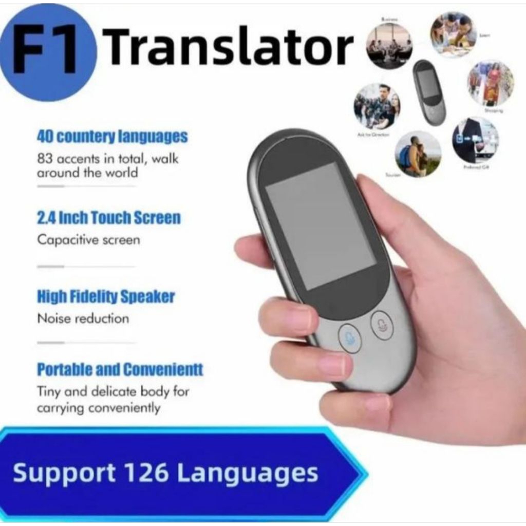 Golden F1 Mini Fluentalk translator alat penerjamahbahasa Portable Smart Translator Alat Penerjemah 