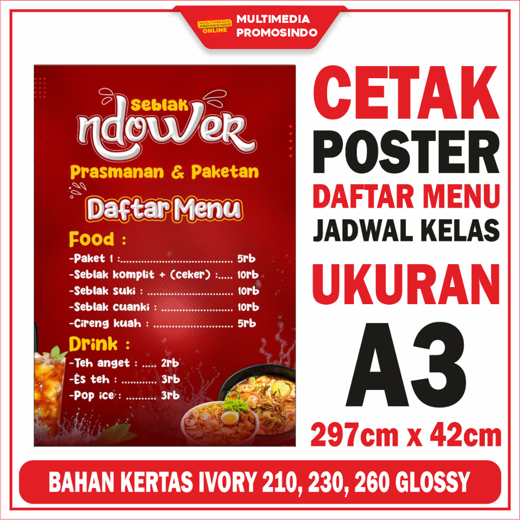 Cetak Poster / Poster Konter / Poster A3 / Cetak Foto / Cetak Kertas