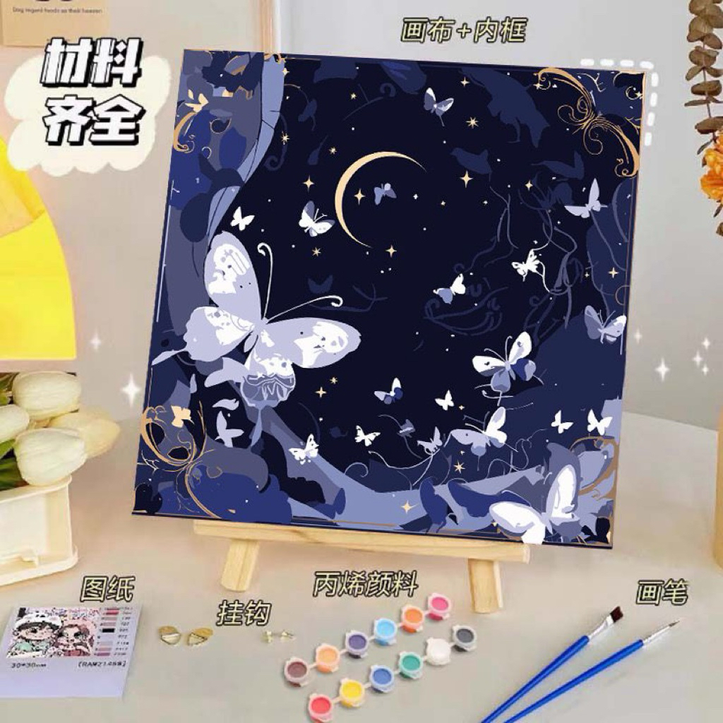 

Poney Paint by number kit 20x20cm Diy painting kit Kanvas painting with frame siap lukis