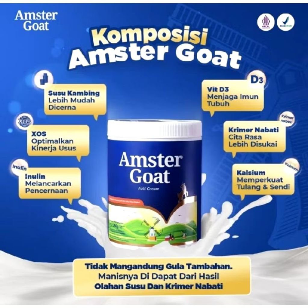

amster goat susu kambing bubuk isi 10 sachet original 250 gr