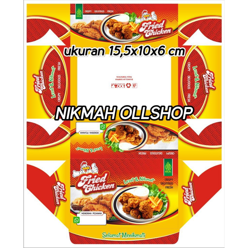 

100 LEMBAR KERTAS KEMASAN FRIED CHICKEN IVORY LAMINASI 15x10x6 CM VIRAL | KARDUS BOX CHICKEN TERBARU
