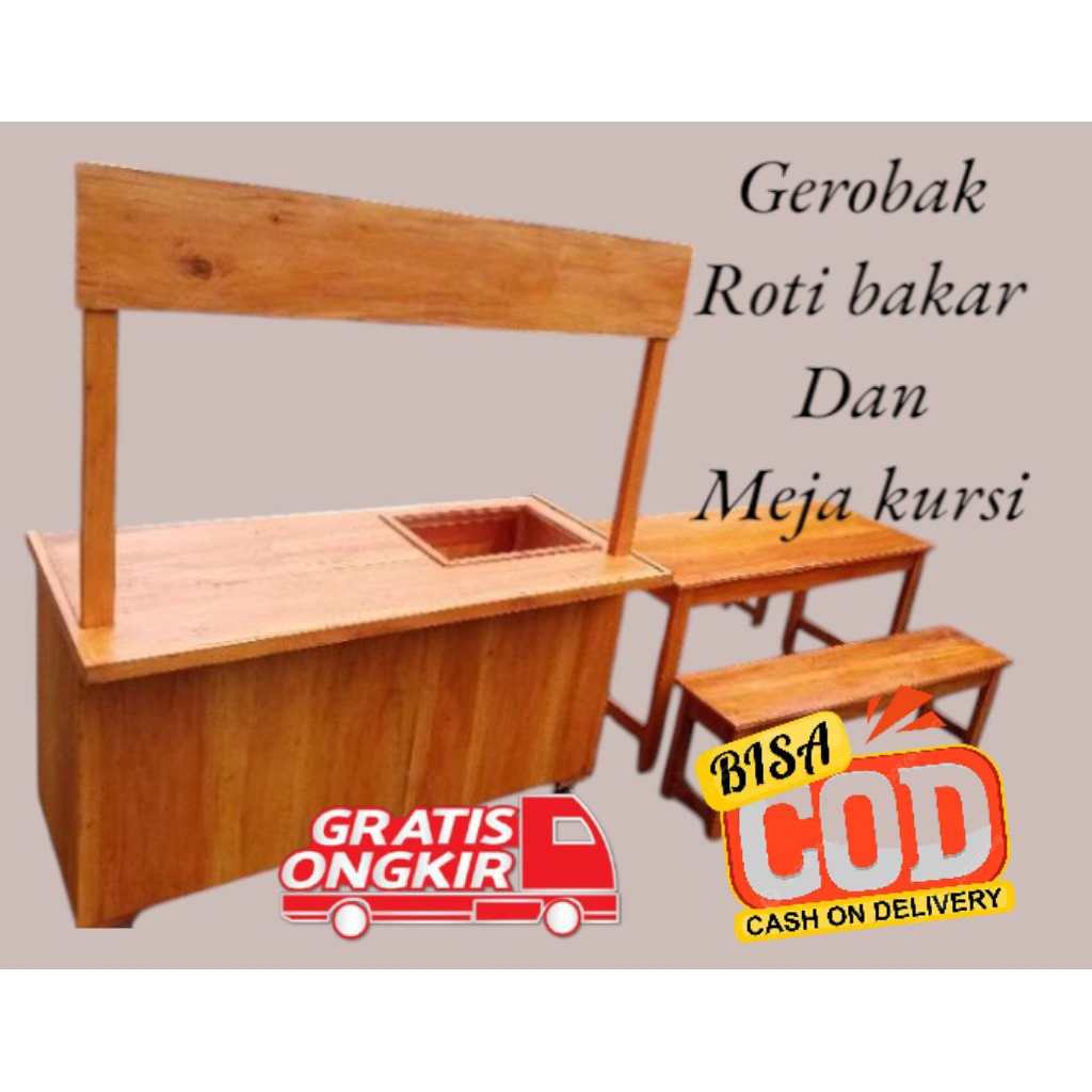 gerobak roti bakar dan meja satu set kuris free ongkir