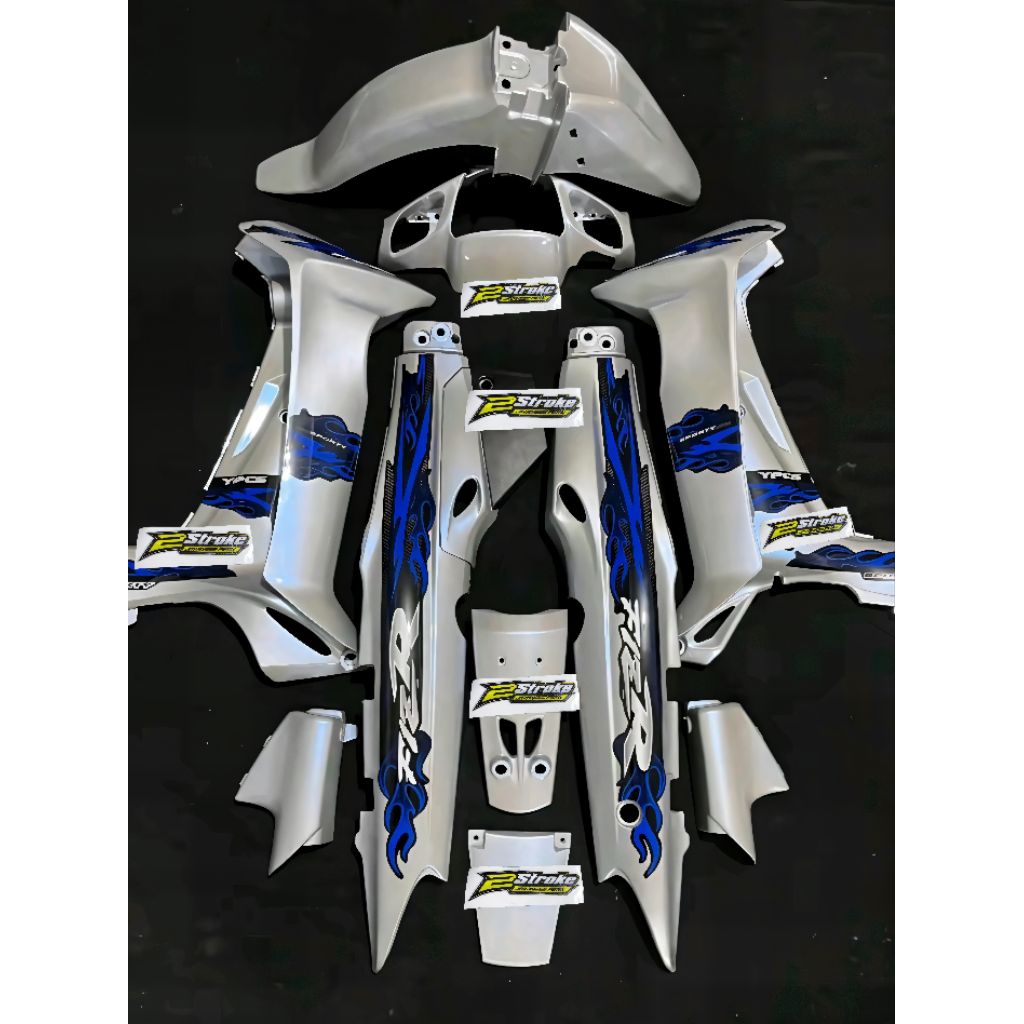 Fullset Body Halus Fizr Silver Custom Striping Api Biru Body Set Halus Yamaha Fizr Custom Striping A