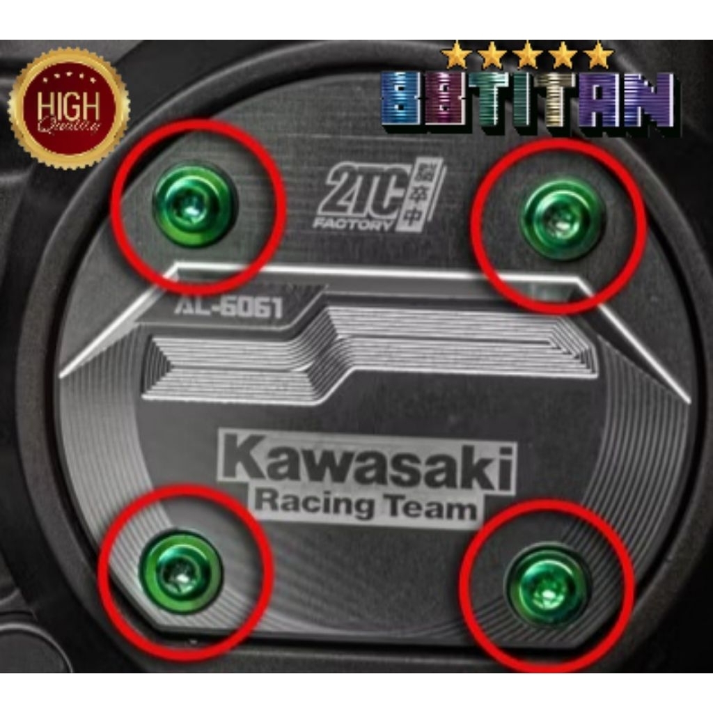 Ninja, Baut Titanium Set Cover Bak Kanan Ninja RR OLD RR NEW Gr5