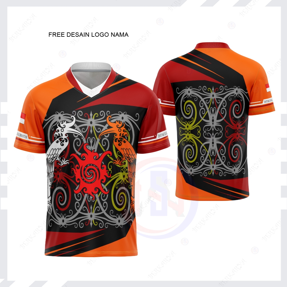 Jersey Motif Batik Dayak Full Print || Kaos Baju Batik Kalimantan Motif Terbaru Kaos Pria Baju Batik