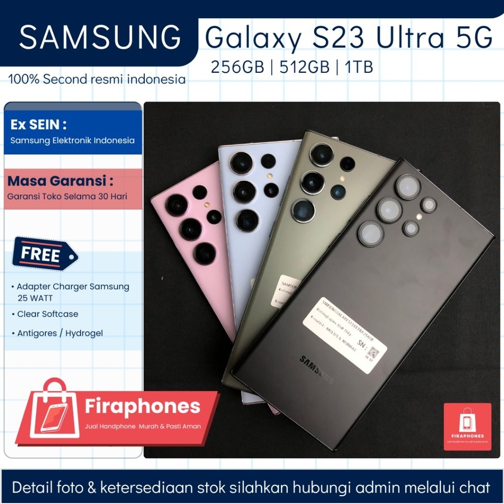 Samsung Galaxy S23 ULTRA 5G 256GB | 512GB | 1TB Ex SEIN Resmi Second Original