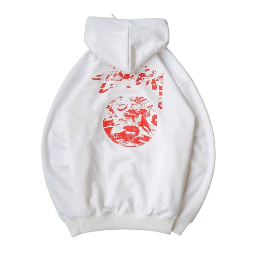 JAKET HOODIE SWEATER STREETWEAR WORLDWIDE TRIBE 8 BALL ABSTRACT WHITE