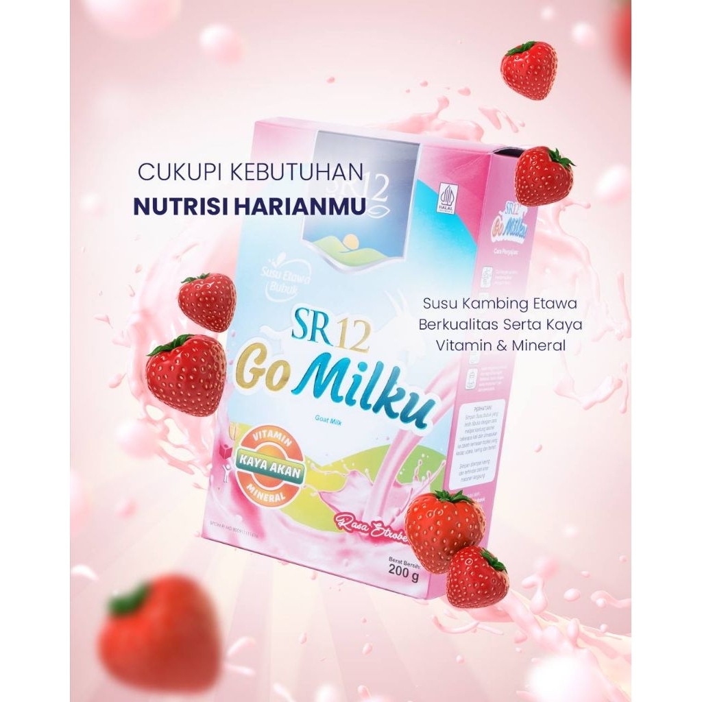 

Gomilku SR12 rasa strawberry, susu kambing asli tidak mengandung gula dan creamer