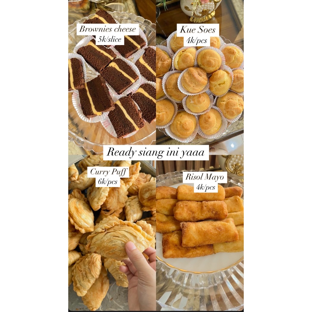 

Kue Snack Box: Curry Puff, Brownies Cheese, Risol Mayo, Kue Soes