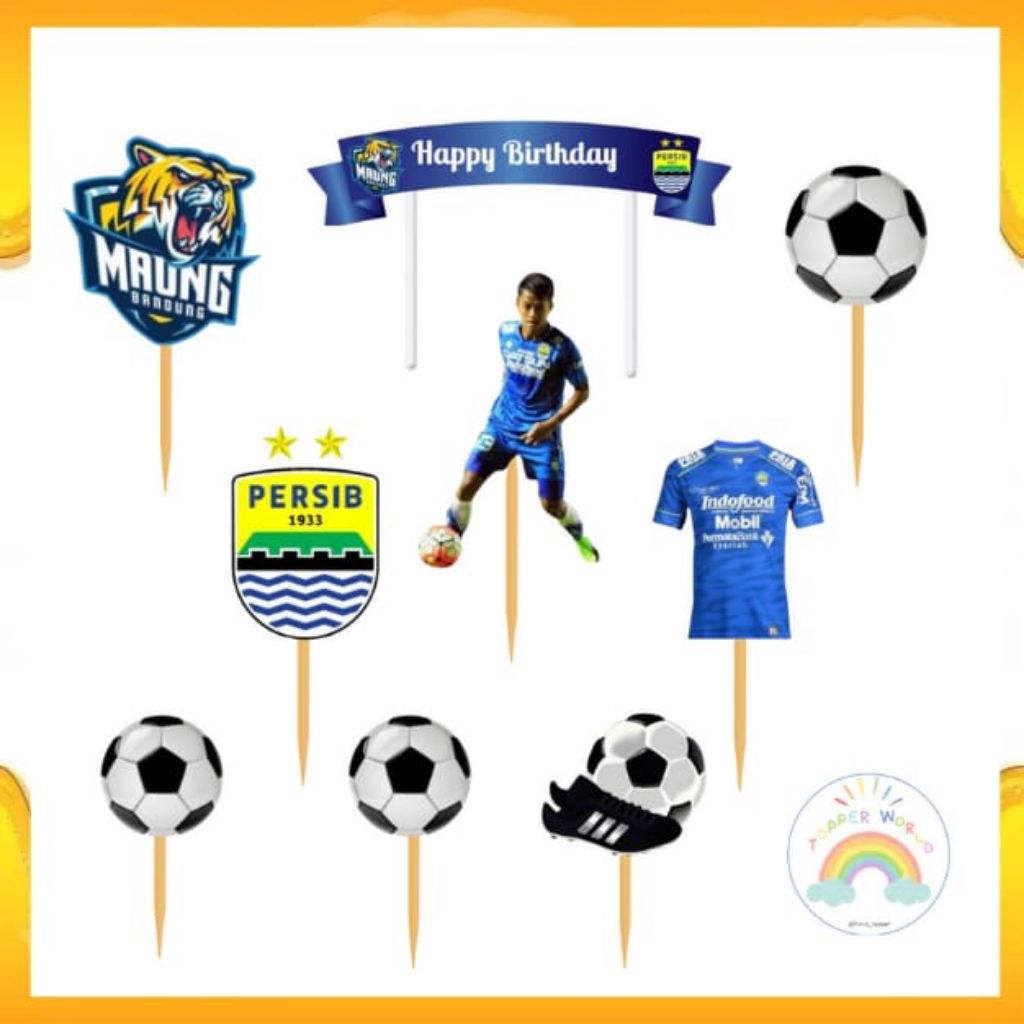 Topper Club Persib /Topper Cake Happy Birthday / Hiasan Kue Ulang tahun/Kue Tar/Hiasan Buket