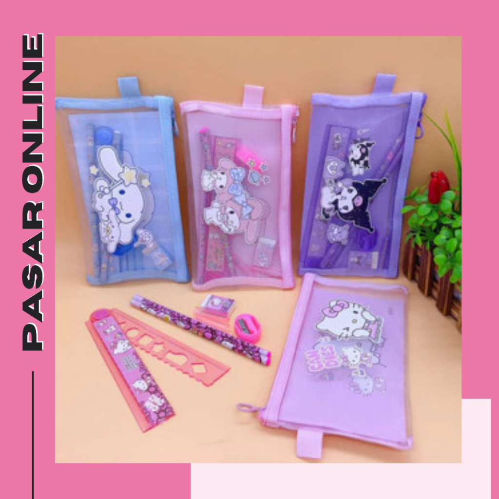

Kotak Pensil Set Jaring Sanrio Cinnamoroll Kuromi Melody Y3512