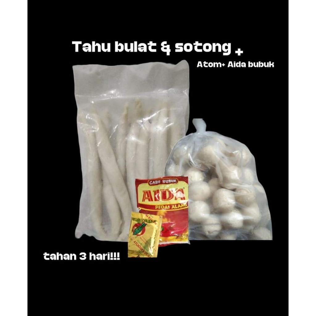 

Paket kumplit tahu bulat (isi 50 biji) + sotong + atom + aida ( tahan 3 hari) by pasar Tasik on-line