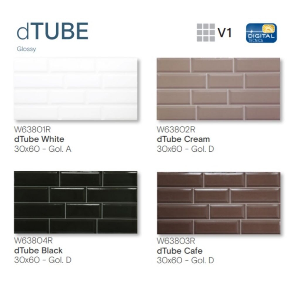 KERAMIK MERK ROMAN TIPE dTUBE WHITE, BLACK, CAFE, CREAM UKURAN 30X60 RECTIFIED CUTTING UNTUK LANTAI 