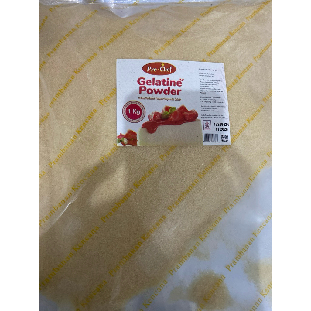 

GELATIN POWDER PRO-CHEF 1 KG BUBUK GELATIN AGAR AGAR