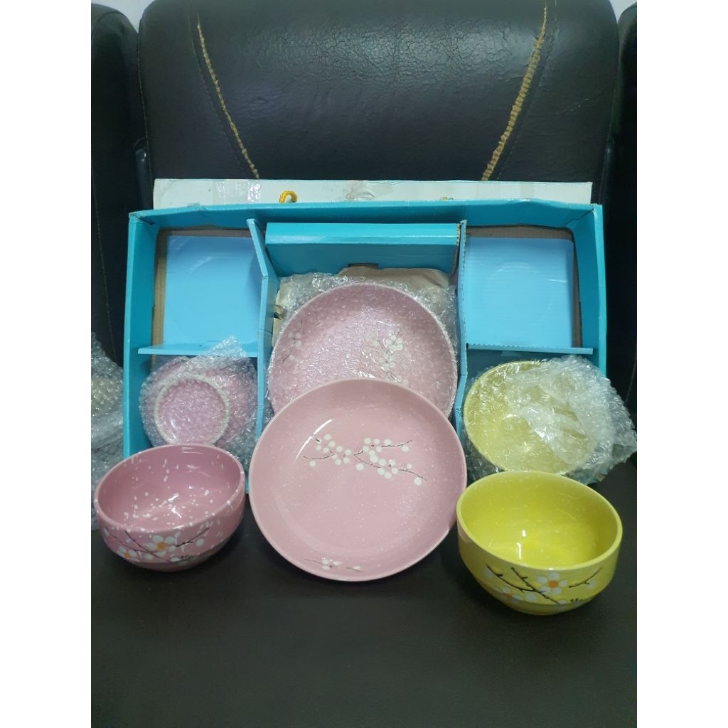 Gratong Dijual Piring Gelas Keramik Set 6Pcs