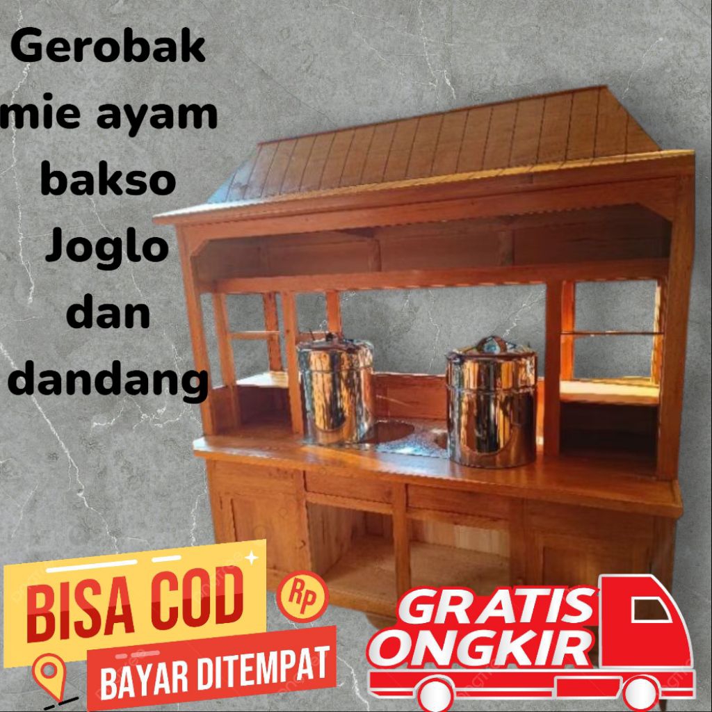 gerobak bakso mie ayam joglo dan dua dandang free ongkir