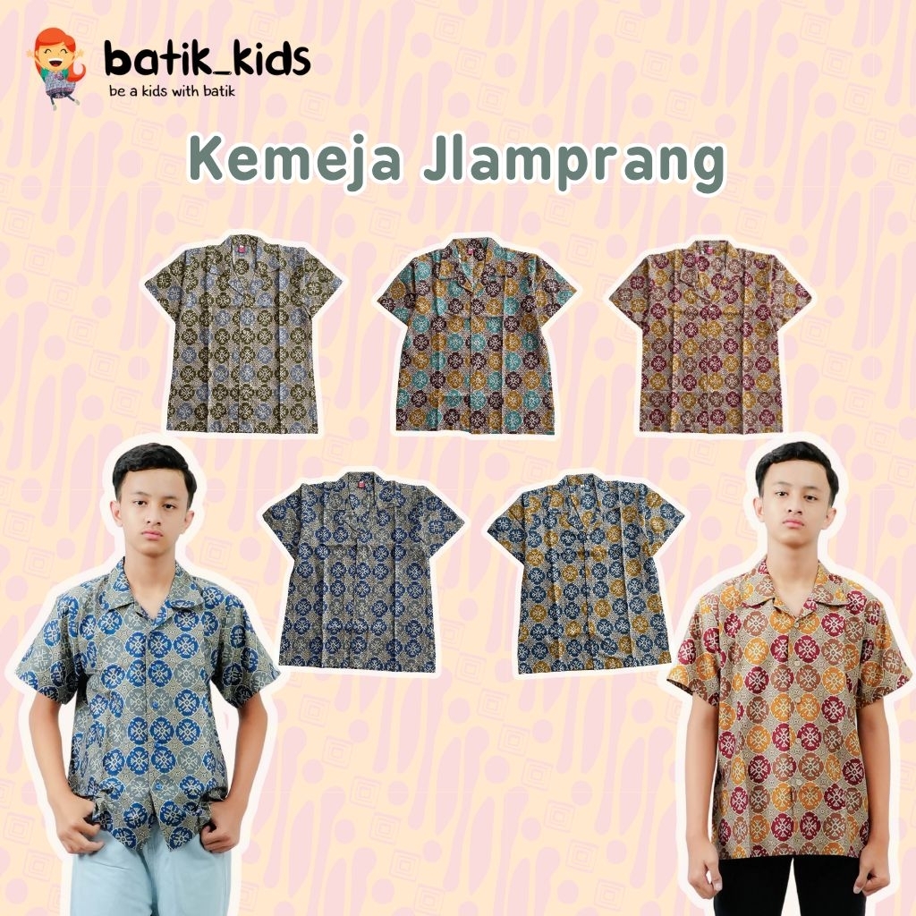 BATIK KIDS Kemeja Batik Anak Jlamprang Motif Batik Pekalongan Bahan Halus Nyaman Dipakai