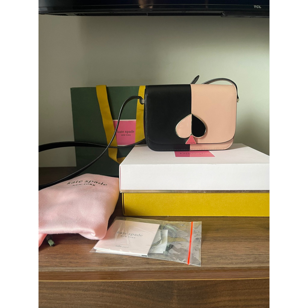 Preloved Kate Spade Nicola Bicolor Small Flap Shoulder Bag Black Flapper Pink