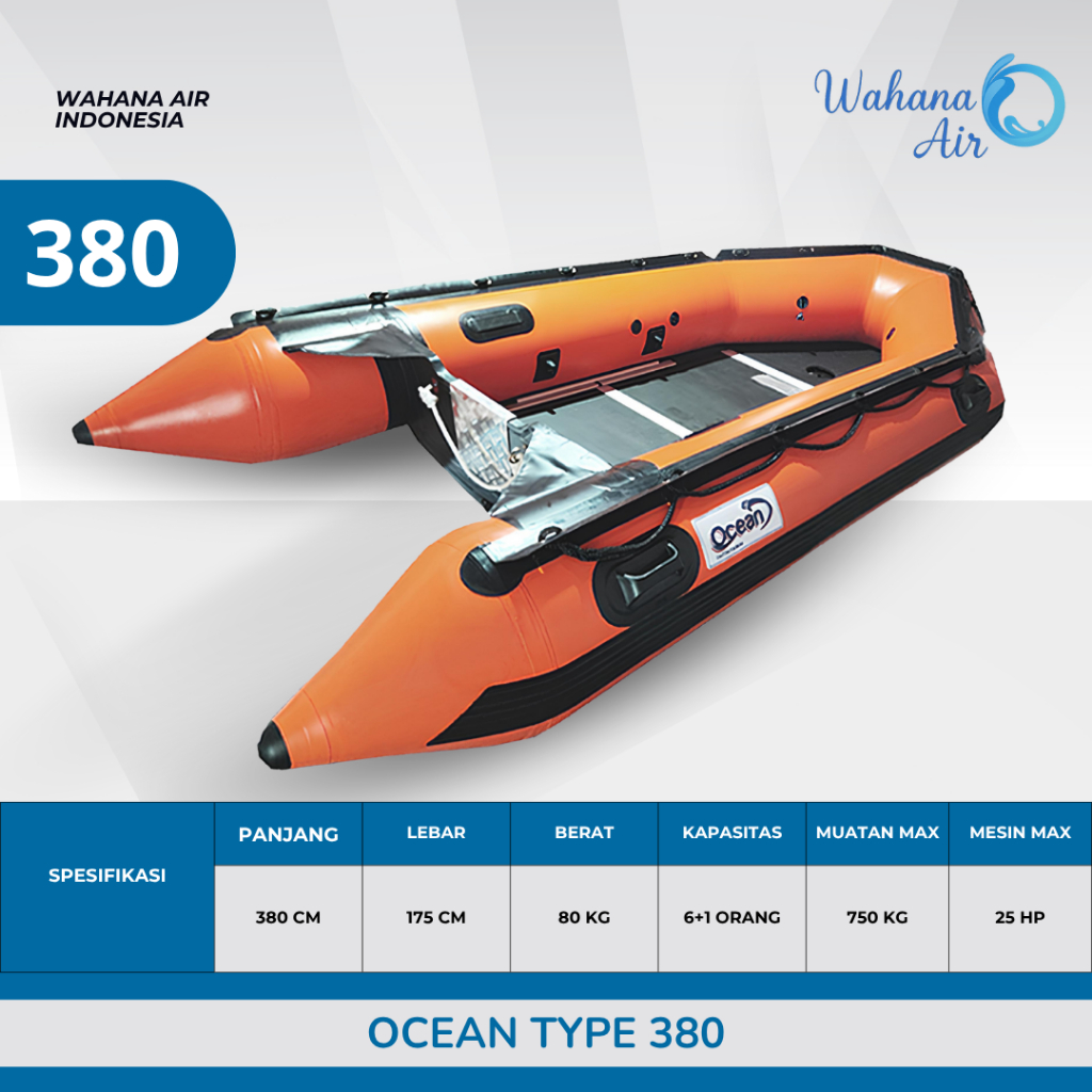 PERAHU KARET RESCUE 380 OCEAN, PERAHU BANJIR, PERAHU BENCANA, PERAHU KAPASITAS 6+1 ORANG