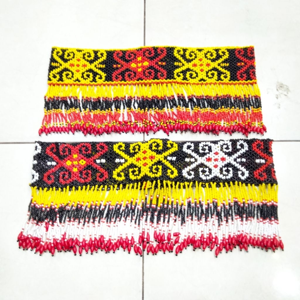 Baju Adat Dayak Ikat Pinggang Manik Manik Aksesoris Tari Dayak Rumbai Pendek