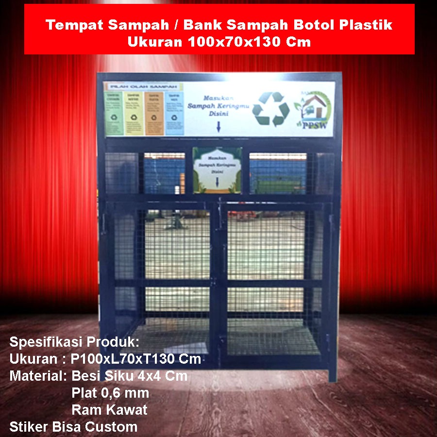 Tempat Sampah Bank Sampah Botol Untuk Botol Plastik Ukuran 100x70x130 Cm