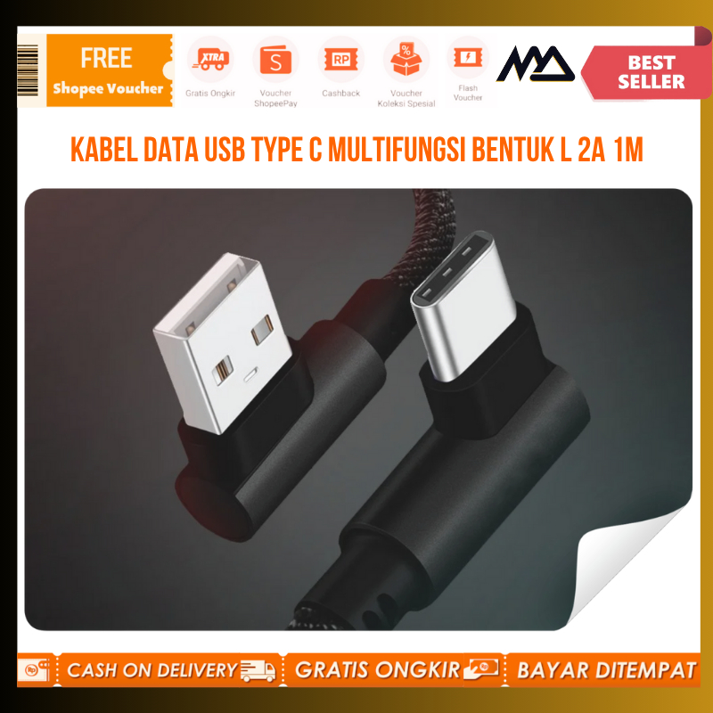 OLAF Kabel Data USB Type C Multifungsi L Shape 2A 1M - OL01 kabel usb type c voucher shopee pay