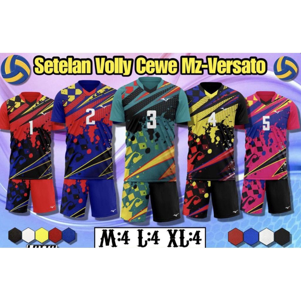 BAJU TEAM VOLLY MIZUNO CEWEK 1 SET ISI 12 STEL