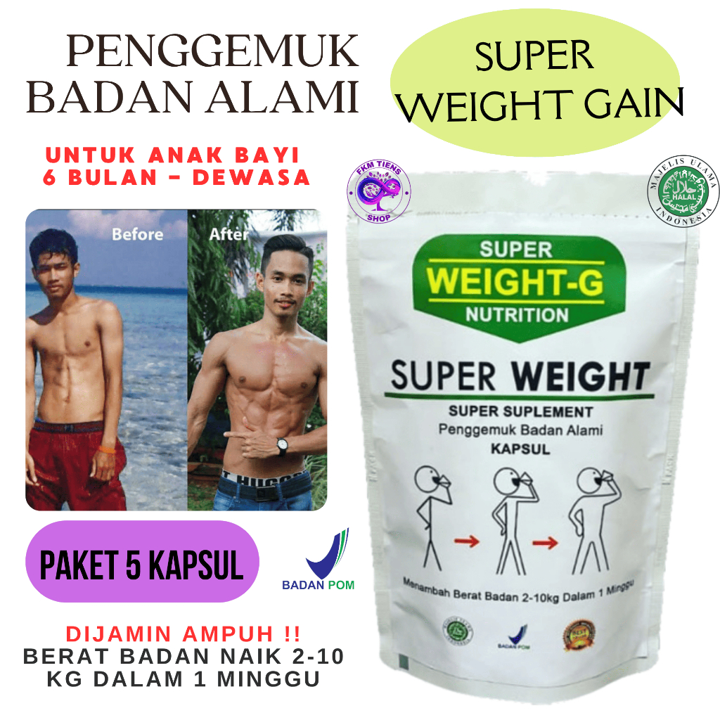 SUPER WEIGHT GAIN Kapsul Susu Penambah Berat Badan Whey Protein Penggemuk Badan Terbukti Ampuh
