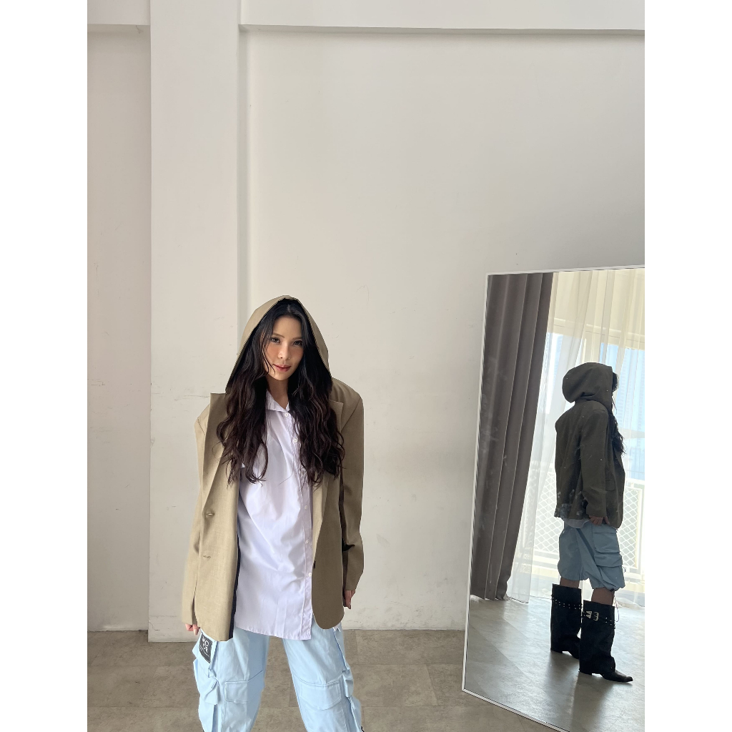 BLAZER HOODIE JAVANESSE KHAKI/BLAZER WANITA