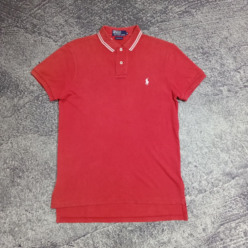 kaos krah polo pria POLO RALPH LAUREN senter logo merah bagus size M