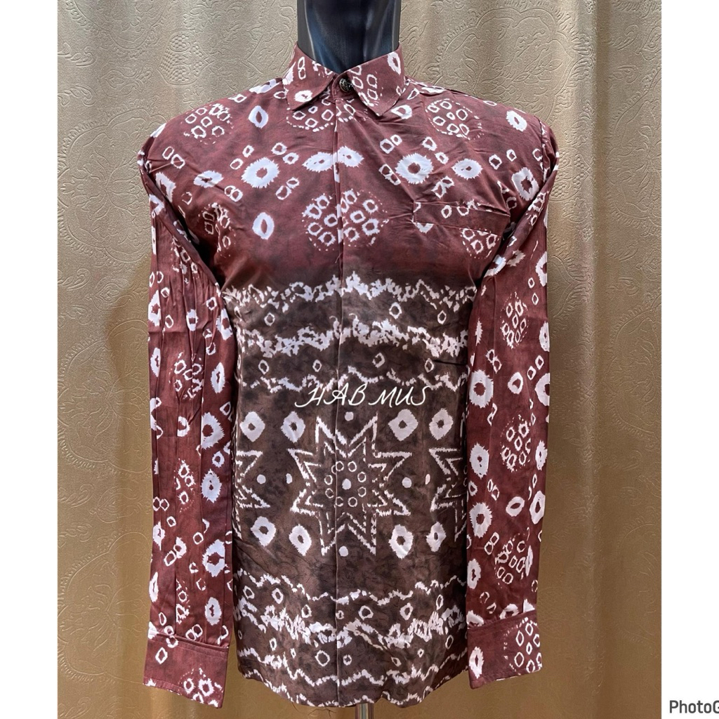 kemeja pria jumputan palembang titik tujuh printing mewah