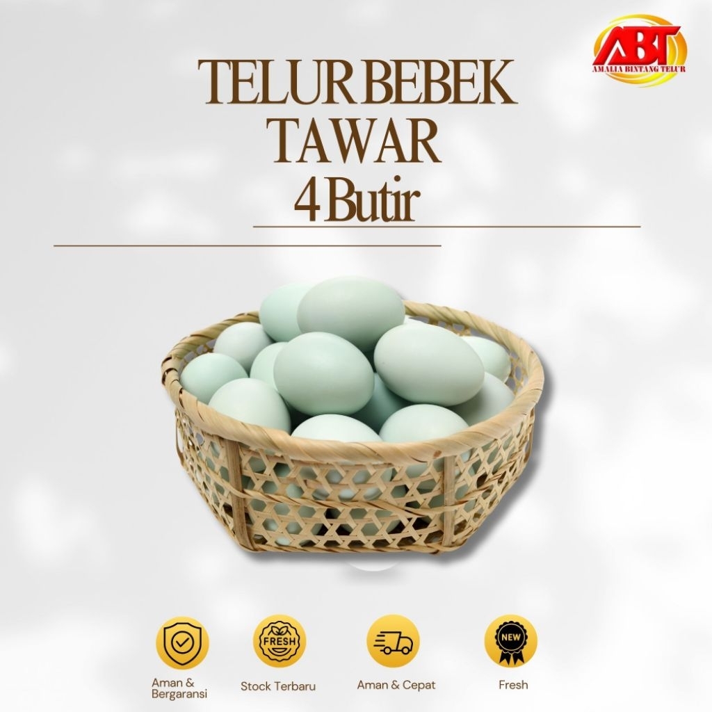 

ABT - Telur Bebek Amalia Telur Premium Garansi Segar - isi 4 Butir Lezat dan Bergizi (FRESH-AMAN-BERGARANSI)