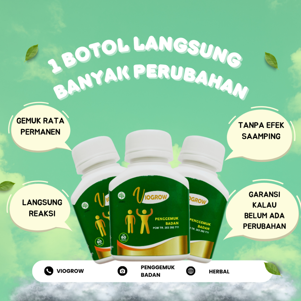 Gemuk Rata Viogrow Obat gemuk Permanen Penggemuk badan herbal alami serta penambah nafsu makan Berat