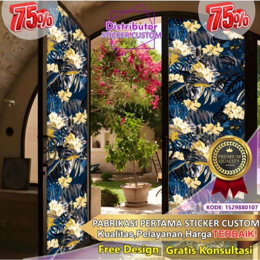 Sticker Custom 3D Tema Leaf | Stiker Kaca Kantor | Stiker Kaca | Sticker Kaca Pintu | Sticker Gedung