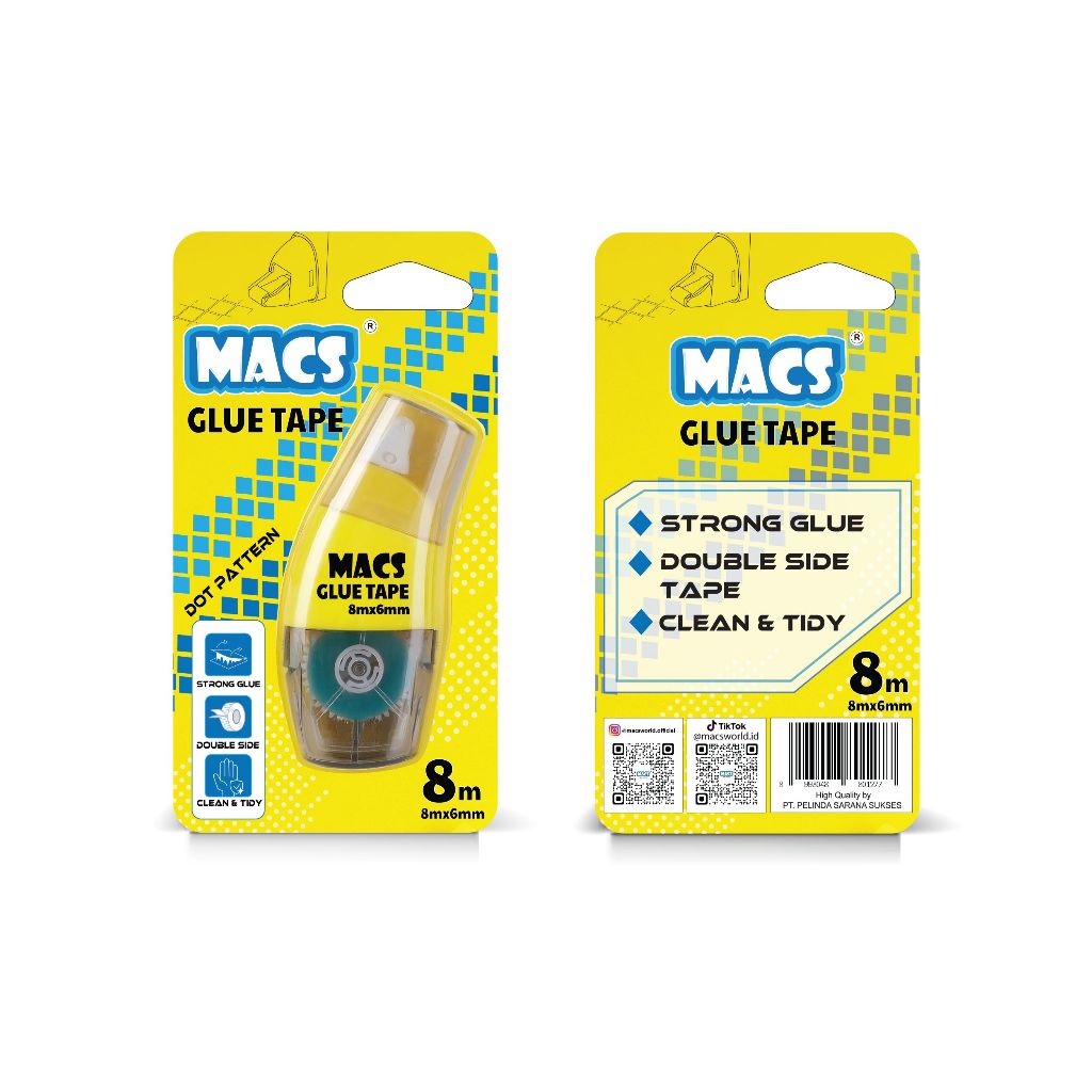 

MACS Glue Tape / Lem Kertas Double Side Strong Glue 8m x 6mm