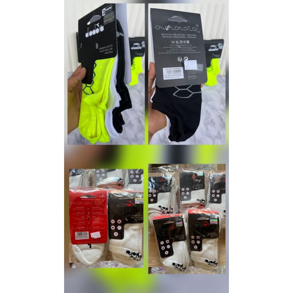 Kaos kaki Lari Pria/Running socks Men Diadora 3 Pasang/Pairs
