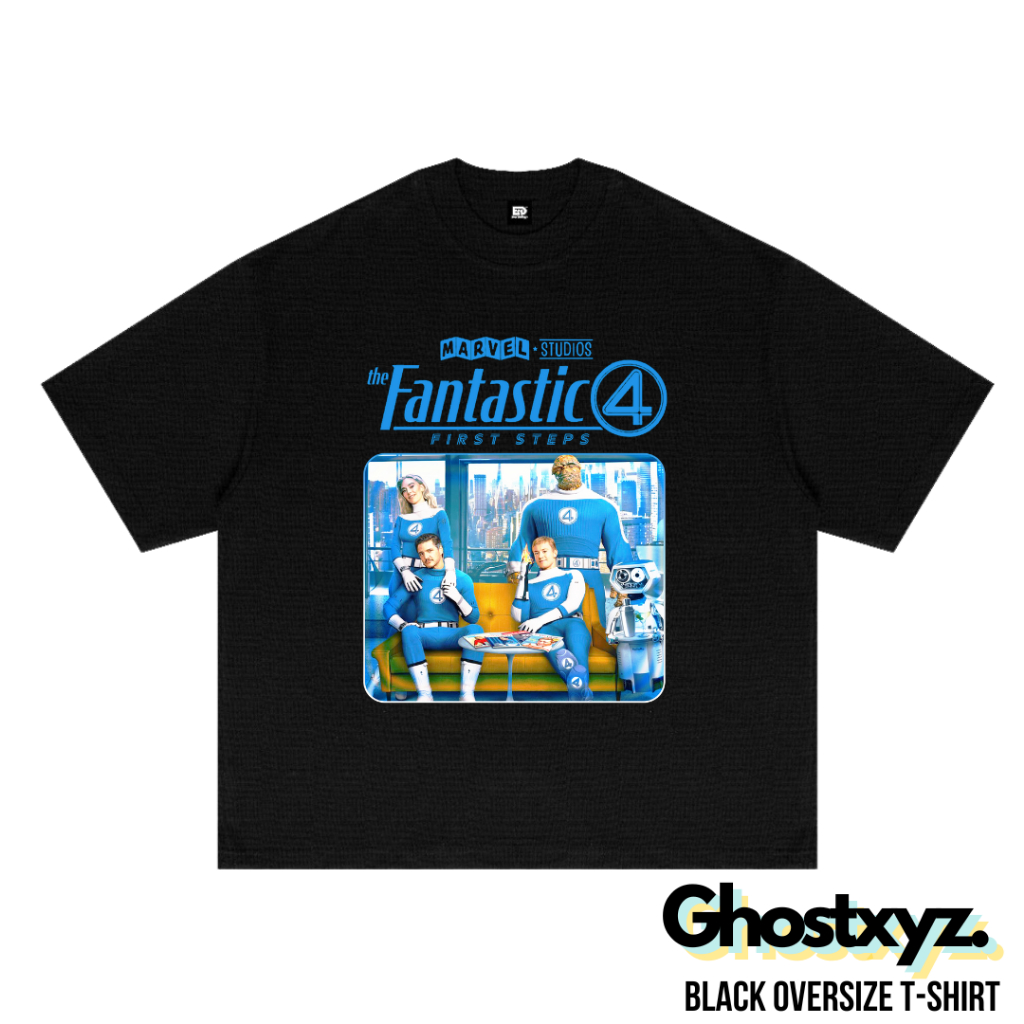 Ghostxyz T-Shirt Fantastic Four Black Oversize Vinatage Tee Baju Kaos