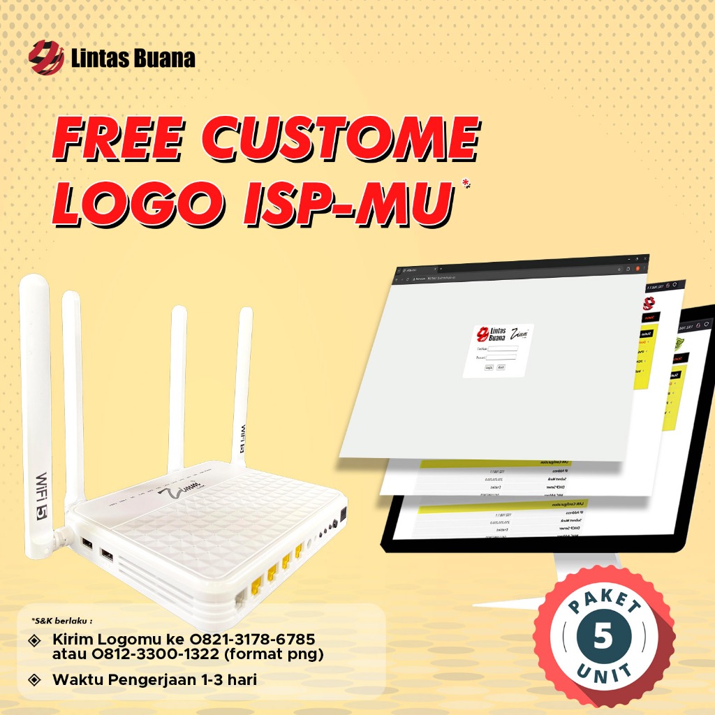 PAKET 5 UNIT : ZIMMLINK XPON ONU ZL-4224X AC1200 DUAL BAND ONU Support EPON & GPON ONT 4*1FE ZL4224X