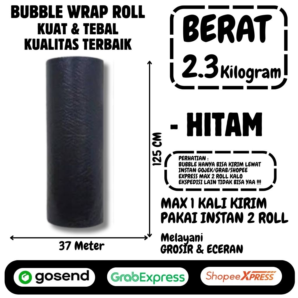 

Bubble Wrap Warna Hitam Berat 2.3kg Lebar 125cm bubble wrap Kualitas terbaik