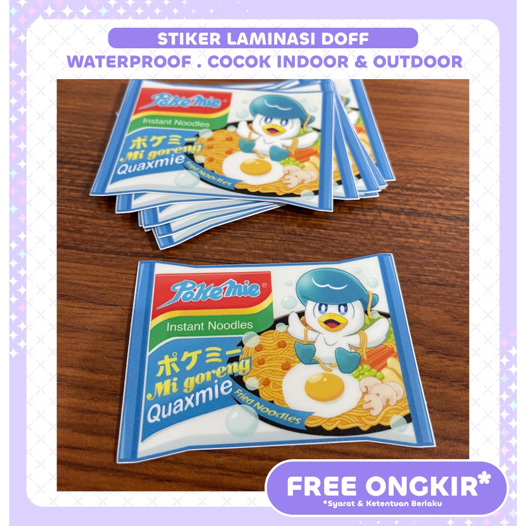

Stiker Premium Laminasi Doff Outdoor Indoor(Sticker Anti Air) Quaxly Indomie Mie Goreng Quaxmie - Parodi Sticker Pokemon Scarlet & Violet Fanart Comifuro