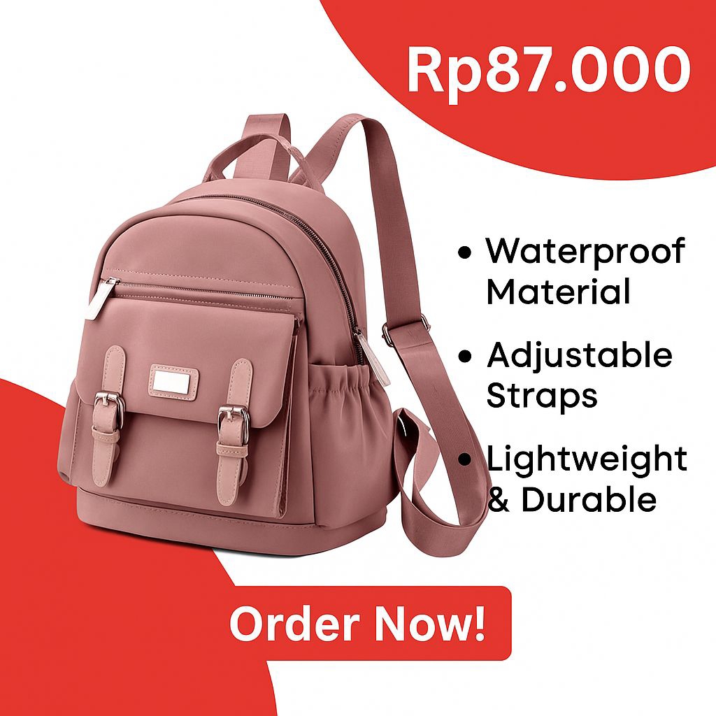 CBL - Ransel NATHAN | Tas Ransel Wanita Waterproof Bahan Nilon Kekinian