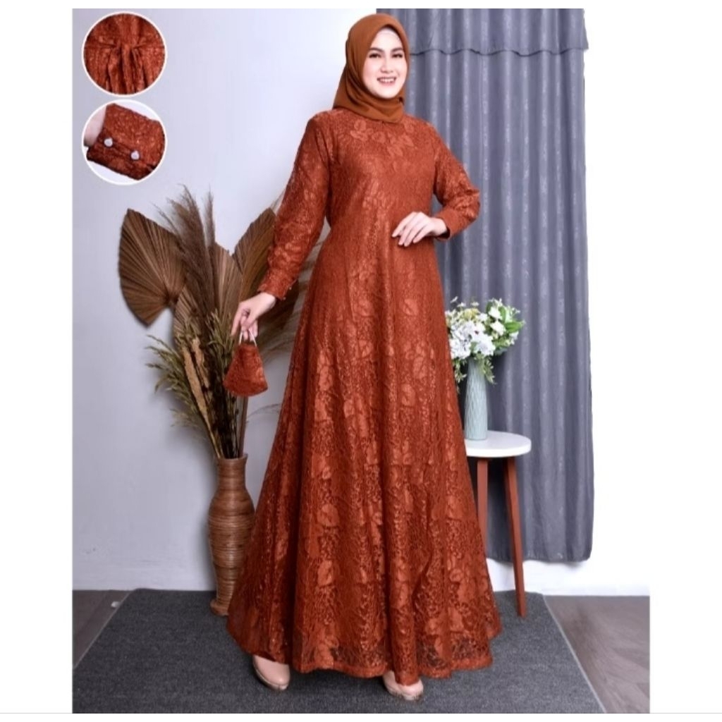 gamis malika/ gamis dijamin rel pick/ gamis burkat tulang/gamis maxi burkat/cod gamis burkat