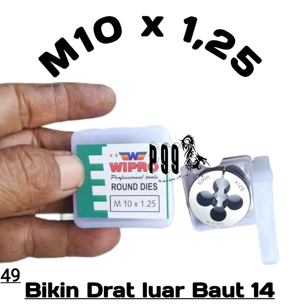 Mata Senai Snai drat luar (Mur Drat Baut 14) / Round Dies M10 x 1.25 WIPRO