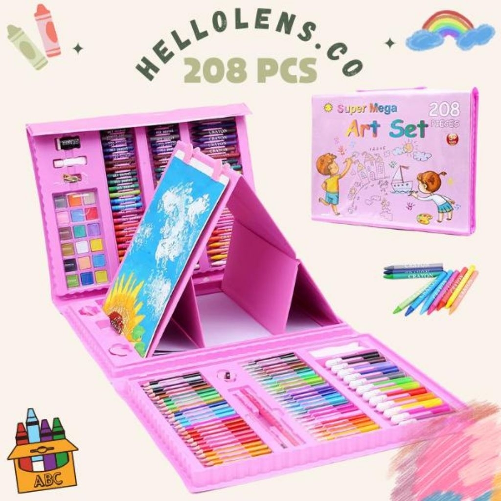 

set alat menggambar Mainan Edukasi Anak/Set Crayon 208pcs untuk Melukis/Mewarna